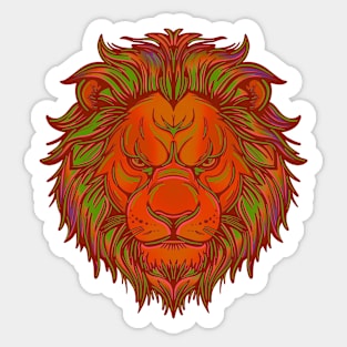 Orange lion head with green mane highlights Sticker